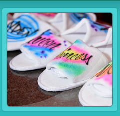 airbrush slippers at a party